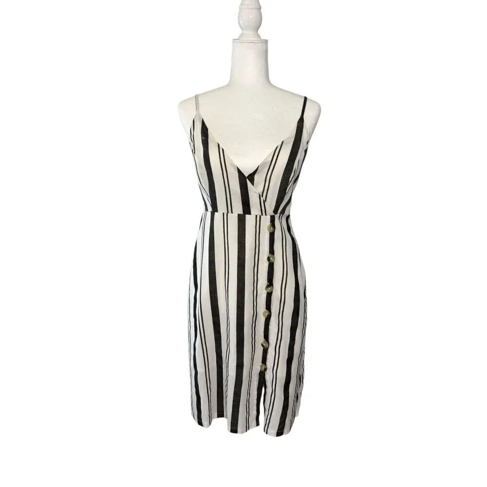 Moon Orchid white and black striped cotton sundress - M